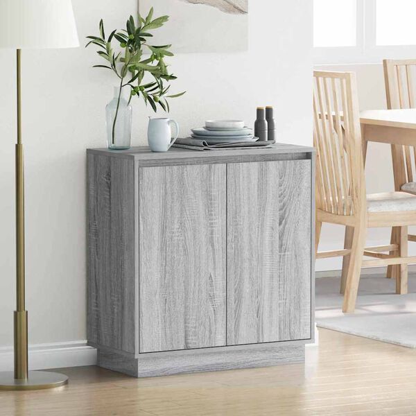 vidaXL LED-Sideboard Graues Sonoma 71 x 34,5 x 75 cm Holzwerkstoff