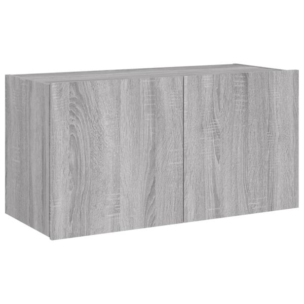 vidaXL TV-Wandschrank mit LED-Leuchten Grau Sonoma 80x35x41 cm