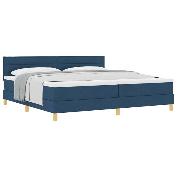 vidaXL Boxspringbett mit Matratze mit Kopfteil Blau 200 x 200 cm Stoff