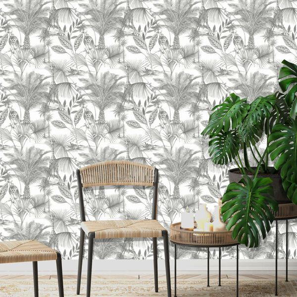 DUTCH WALLCOVERINGS Tapete Kidatu Grau und Wei&szlig;