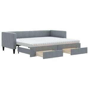 vidaXL Tagesbett Ausziehbar mit Schubladen Hellgrau 80x200 cm Stoff