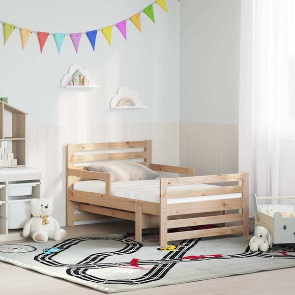 vidaXL Bettrahmen mit Matratze Braun 80 x 200 cm Massives Kiefernholz