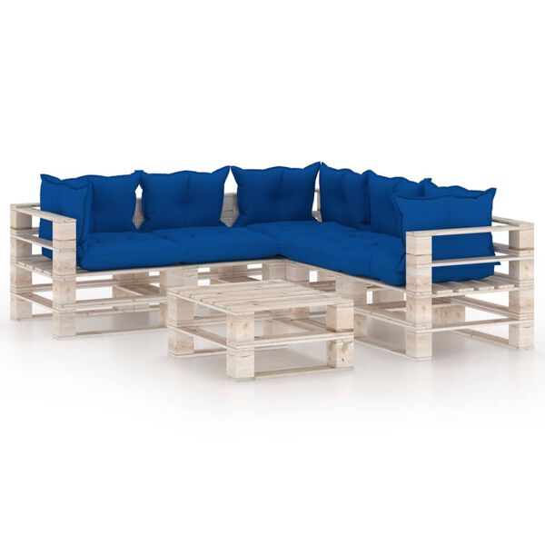 vidaXL 6-tlg. Garten-Lounge-Set aus Paletten mit Kissen Kiefernholz