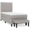 vidaXL Boxspringbett mit Matratze Hellgrau 100x200 cm Stoff