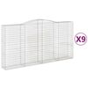 vidaXL Gabionen mit Hochbogen 9 Stk. 400x50x200/220cm Verzinktes Eisen