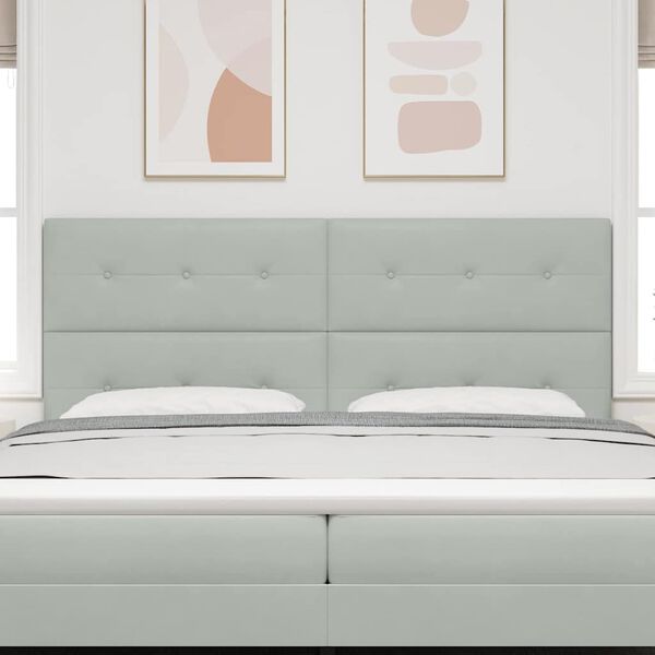 vidaXL LED Kopfteil mit LED-Lichtleisten Hellgrau 200 cm Polyester