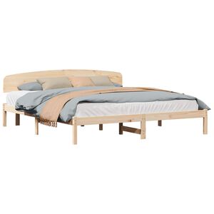 vidaXL Bettrahmen mit Kopfteil Natur 200 x 200 cm Massives Kiefernholz