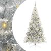 vidaXL K&uuml;nstlicher vorbeleuchteter Weihnachtsbaum Silber 240 cm PET