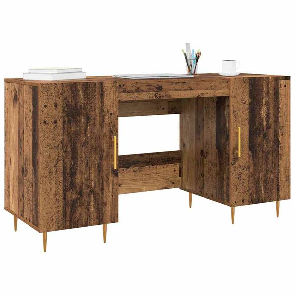 vidaXL Schreibtisch mit Regal Altholz 140 x 50 x 75 cm Holzwerkstoff