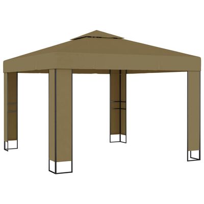 vidaXL Pavillon mit Doppeldach 3x3x2,7 m Taupe 180 g/m²