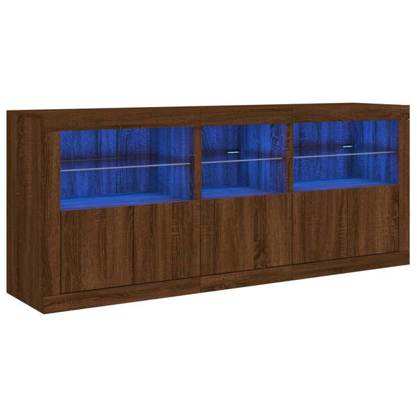 vidaXL Sideboard mit LED-Leuchten Braun Eichen-Optik 162x37x67 cm
