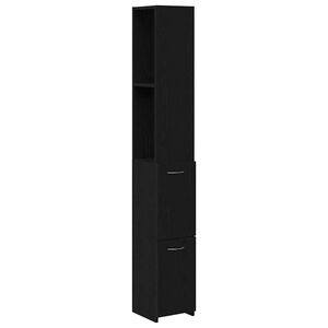 vidaXL Badezimmerschrank mit T&uuml;r Schwarz Eichen-Optik 25 x 25 x 170 cm