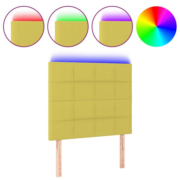 vidaXL LED Kopfteil Gr&uuml;n 80x5x118/128 cm Stoff