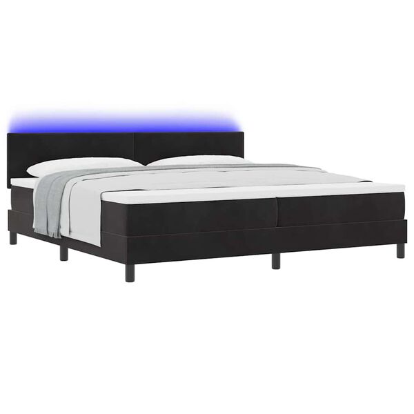 vidaXL LED Boxspringbett mit Matratze Schwarz 200 x 200 cm Samt
