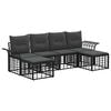 vidaXL Outdoor-Sofagarnitur 6 pcs Schwarz und Dunkelgrau Polyester