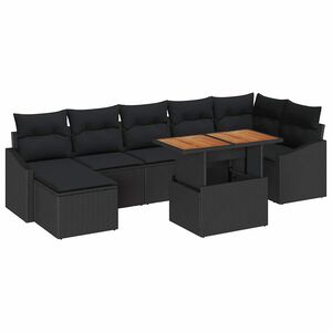 vidaXL Garten Essgruppe mit Kissen 8 pcs Schwarz und Braun