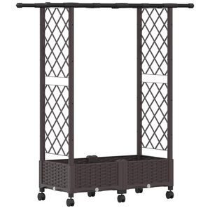 vidaXL Hochbeet mit Rankgitter und Dach Braun 122,5 x 40 x 127 cm PP
