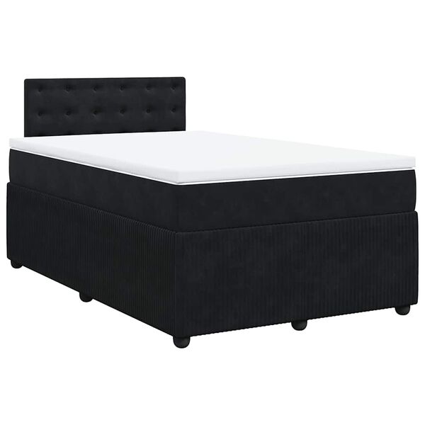 vidaXL Boxspringbett mit Matratze Schwarz 120x190 cm Samt