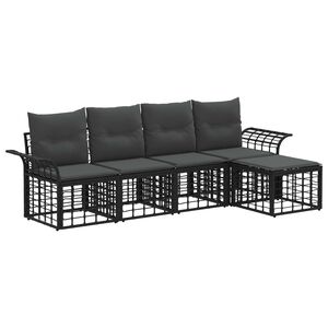 vidaXL Outdoor-Sofagarnitur 5 stk. Schwarz und Dunkelgrau Polyester