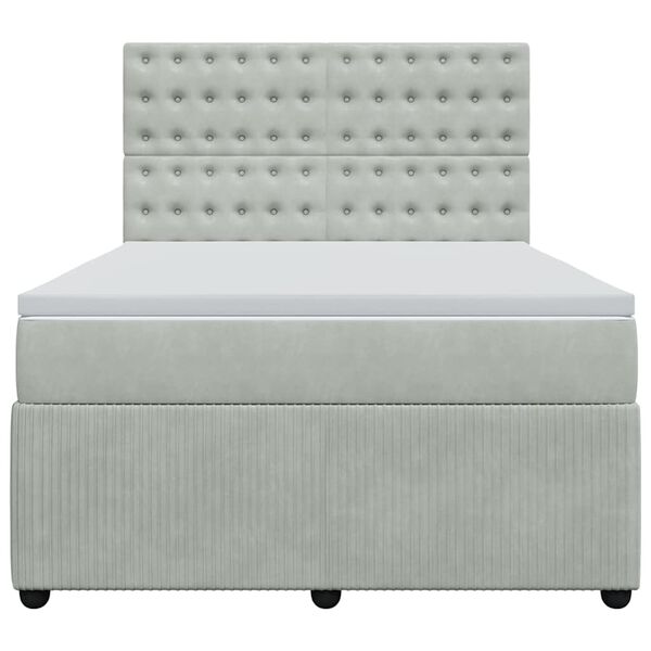 vidaXL Boxspringbett mit Matratze Hellgrau 140x200 cm Samt