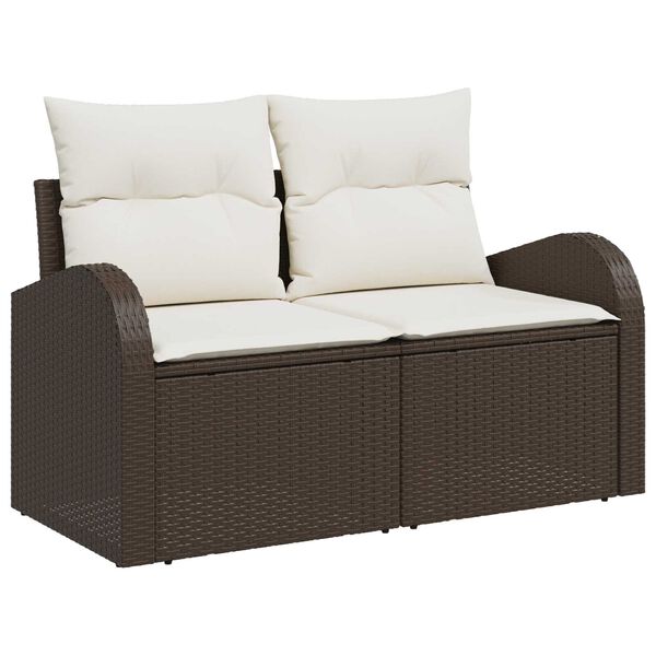 vidaXL Garten-Sofa-Set mit Kissen 8 pcs Braun, Creme 55 x 55 x 37 cm