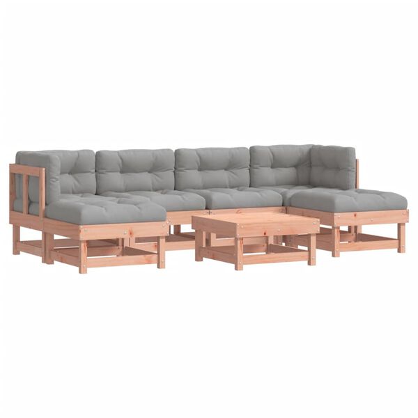 vidaXL 7-tlg. Garten-Lounge-Set mit Kissen Massivholz Douglasie