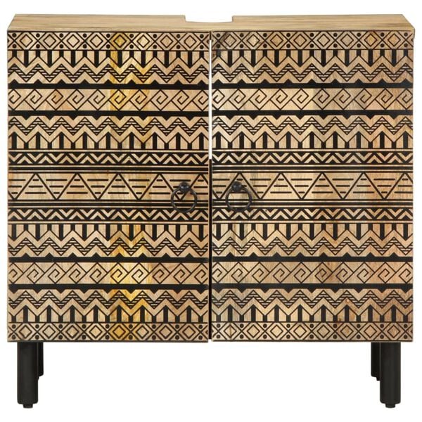 vidaXL Waschbeckenunterschrank Schwarz 62x33x58 cm Massivholz Mango