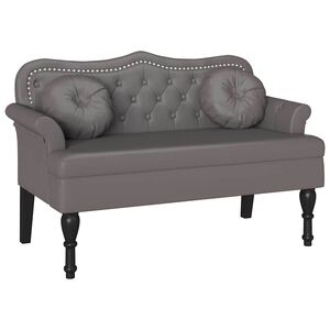 vidaXL Chesterfield Bank mit Kissen Grau 120,5 x 65 x 75 cm Kunstleder