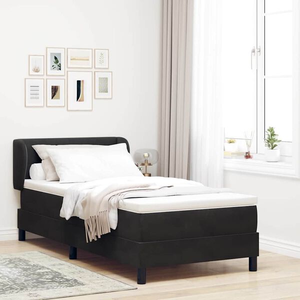 vidaXL Boxspringbett mit Matratze Schwarz 90 x 190 cm Samt