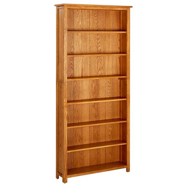 vidaXL Bücherregal 7 Fächer 90x22,5x200 cm Massivholz Eiche