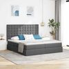 vidaXL Bett mit LED-Lichtleisten Dunkelgrau 180 x 200 cm Stoff