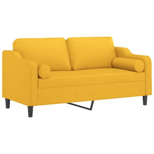 vidaXL 2-Sitzer-Sofa mit Kissen Hellgelb 140 cm Stoff