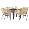 vidaXL 5-tlg. Garten-Essgruppe mit Kissen Braun Poly Rattan Glas