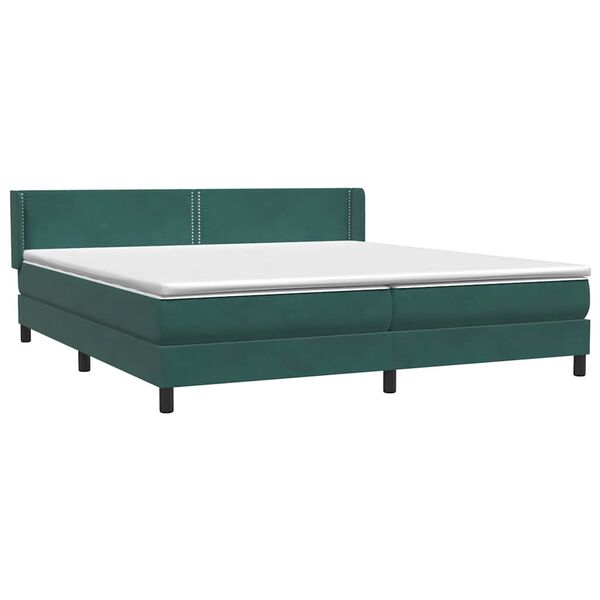 vidaXL Boxspringbett mit Matratze Dunkelgr&uuml;n 180x220 cm Samt