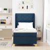 vidaXL Boxspringbett mit Matratze Dunkelgrau 90x190 cm Blau Stoff