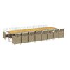 vidaXL 17-tlg. Garten-Essgruppe mit Kissen Beige Poly Rattan