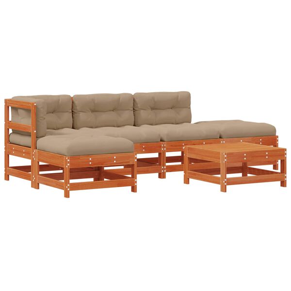 vidaXL Garten-Lounge-Set 5 pcs Wachsbraun Massives Kiefernholz
