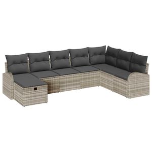 vidaXL Sofa Set mit Kissen mit Speicher Hellgrau Poly-Rattan