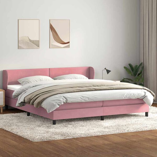 vidaXL Boxspringbett mit Matratzen Rosa 180x220 cm Samt
