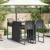 vidaXL 5-tlg. Gartenbar-Set mit Kissen Schwarz Poly Rattan Akazie