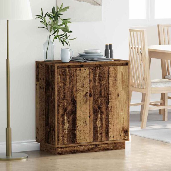vidaXL LED-Sideboard mit Regal Altholz 71 x 34,5 x 75 cm Holzwerkstoff