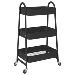 vidaXL Aufbewahrungswagen 3 Etagen Schwarz 42x41,5x77 cm Stahl