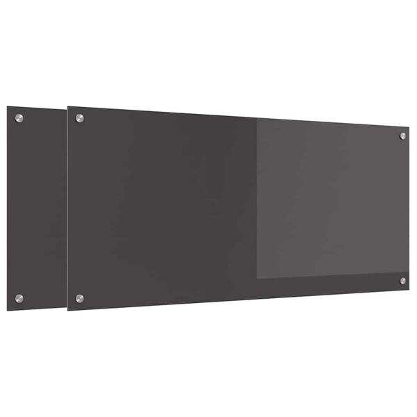 vidaXL Küchenrückwand 2 pcs Dunkelgrau 110 x 50 cm Gehärtetes Glas