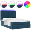 vidaXL Ottoman-Bett mit Matratzen & LEDs Dunkelblau 140x200 cm Samt
