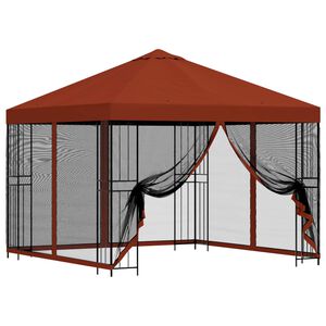 vidaXL Garten Pavillon mit Seitenw&auml;nden 3 x 3 m Terrakotta