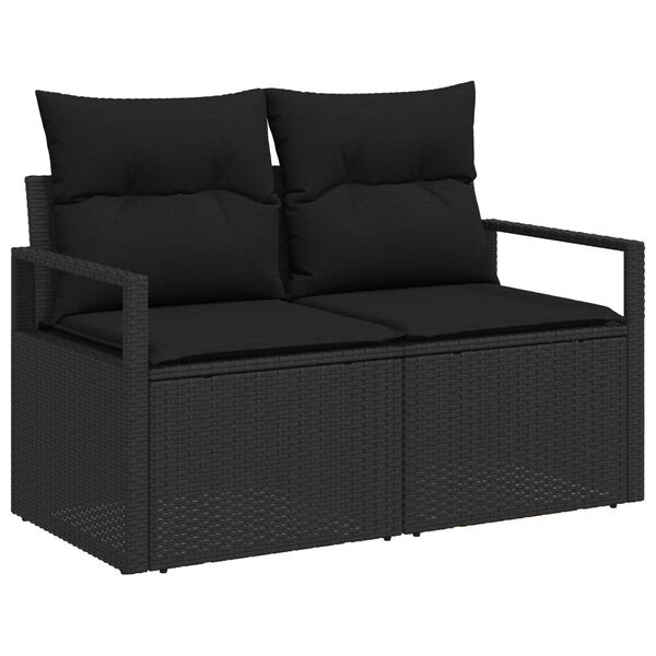 vidaXL Gartensofa-set mit Speicher 9 pcs Schwarz Poly-Rattan