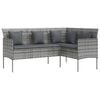 vidaXL Sofa in L-Form mit Kissen Poly Rattan Grau