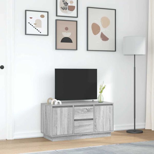 vidaXL TV-Schrank mit LED-Leuchten Grau Sonoma 100x41x50 cm