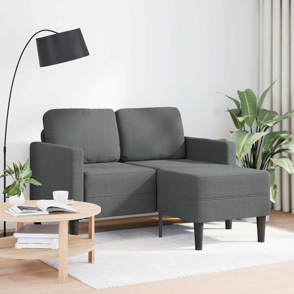 vidaXL 2-Sitzer-Sofa mit Chaiselongue L-f&ouml;rmig Dunkelgrau 125 cm Stoff