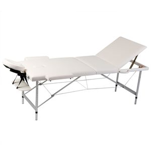 Massagetisch mit Aluminiumrahmen, faltbar 3 Zonen Creme-Wei&szlig;